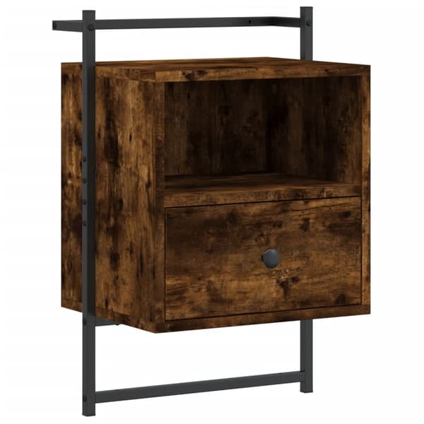 vidaXL Sängbord väggmonterat 2 st rökig ek 40x30x61 cm konstruerat trä Brun