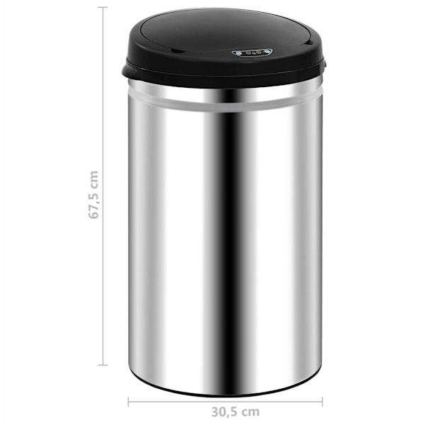 vidaXL Soptunna med automatisk sensor 40 L rostfritt stål Silver