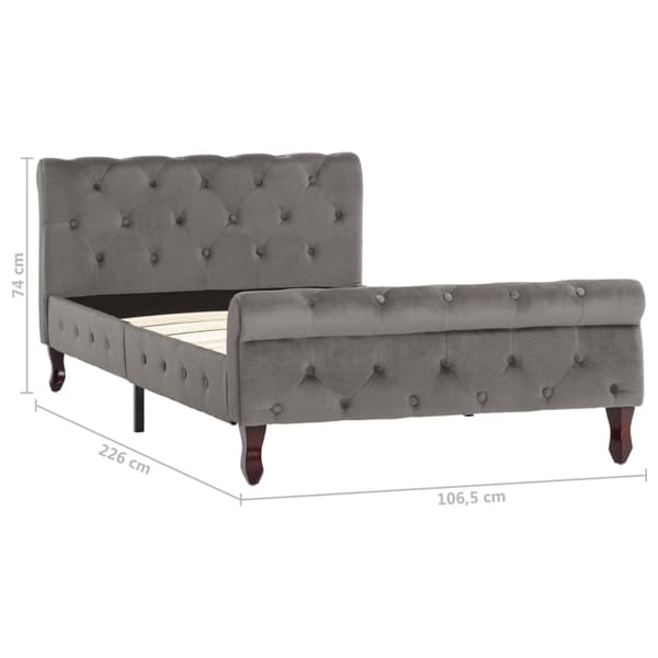 vidaXL Sängram grå sammet 100x200 cm grå