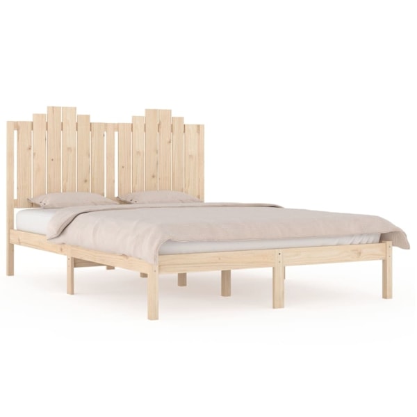 vidaXL Sängram massiv furu 140x200 cm Brun