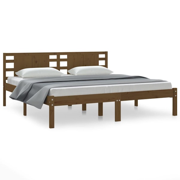 vidaXL Sängram honungsbrun massiv furu 200x200 cm Brun