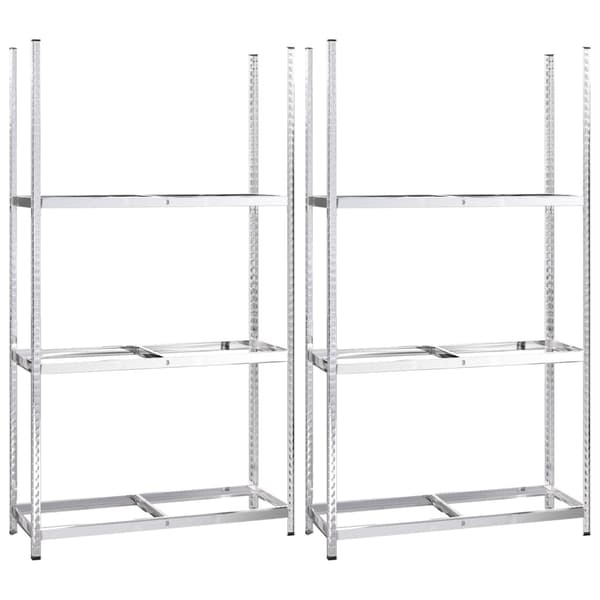 vidaXL Däckställ 3 hyllplan silver 2 st 110x40x200 cm stål Silver