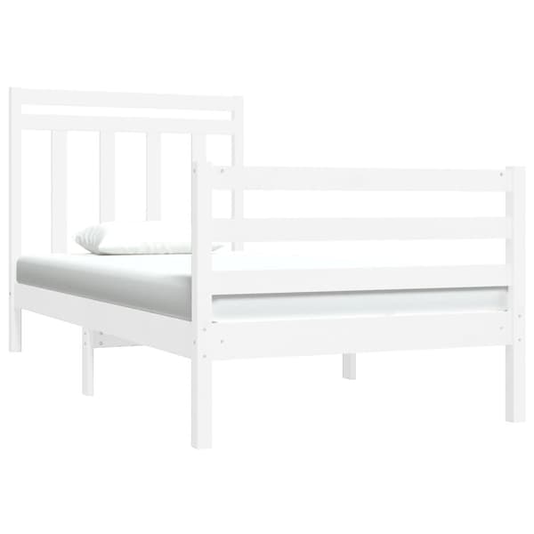 vidaXL Sängram vit massivt trä 90x190 cm Vit