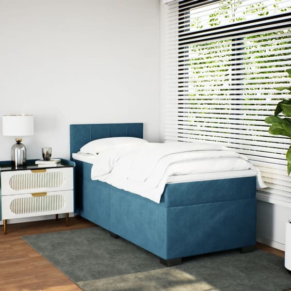 vidaXL Ramsäng med madrass blå 80x200 cm sammet Blå