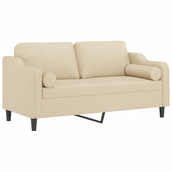 vidaXL 2-sits soffa med prydnadskuddar gräddvit 140 cm tyg Kräm