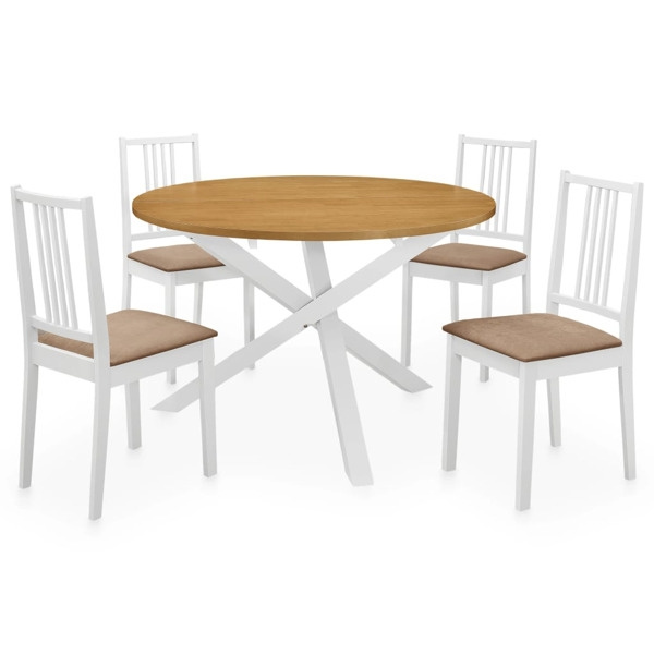vidaXL Matgrupp 5 delar MDF vit Vit