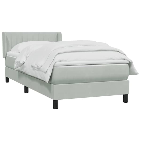 vidaXL Resårsäng med madrass ljusgrå 90x220 cm sammet Grå
