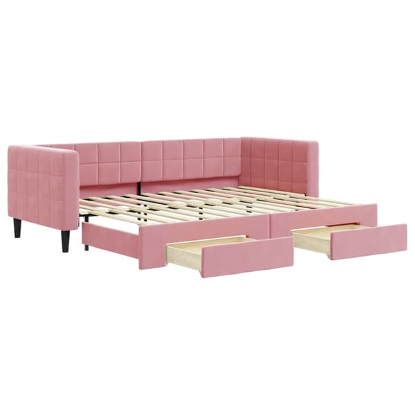 vidaXL Dagbädd utdragbar med lådor rosa 80x200 cm sammet Rosa