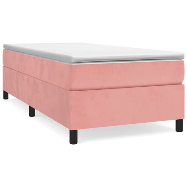 vidaXL Ramsäng med madrass rosa 90x190 cm sammet Rosa