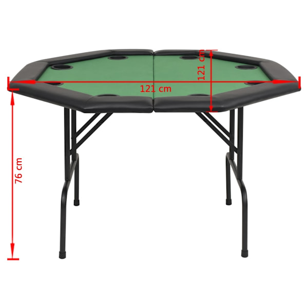 vidaXL Hopfällbart pokerbord 8 spelare åttkantigt 2-sidigt grönt Grön