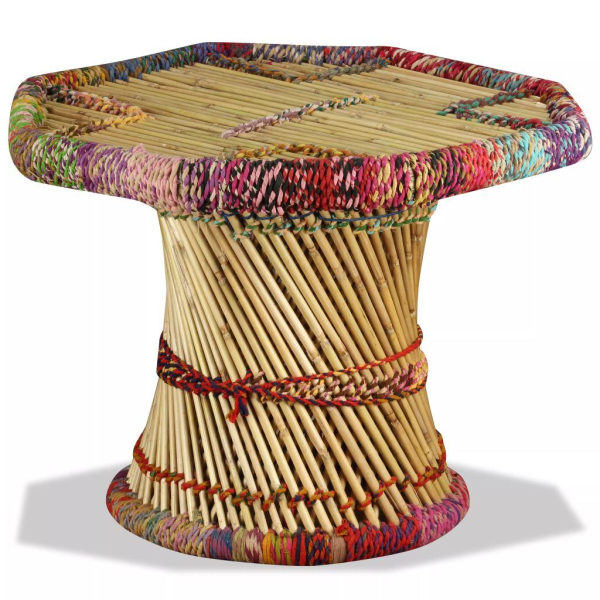 vidaXL Soffbord bambu med chindidetaljer flerfärgad multifärg