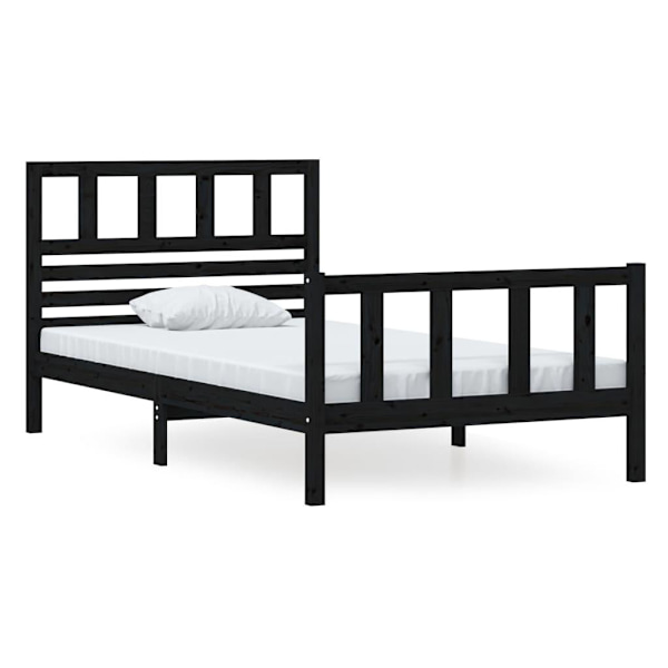 vidaXL Sängram svart massivt trä 100x200 cm Svart