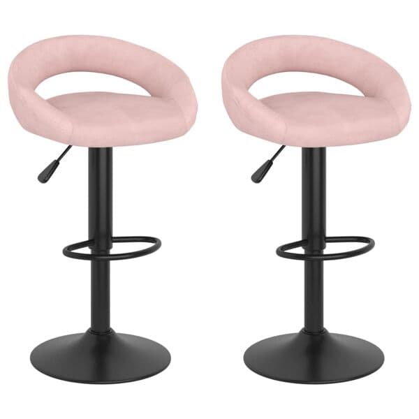 vidaXL Barstolar 2 st rosa sammet Rosa