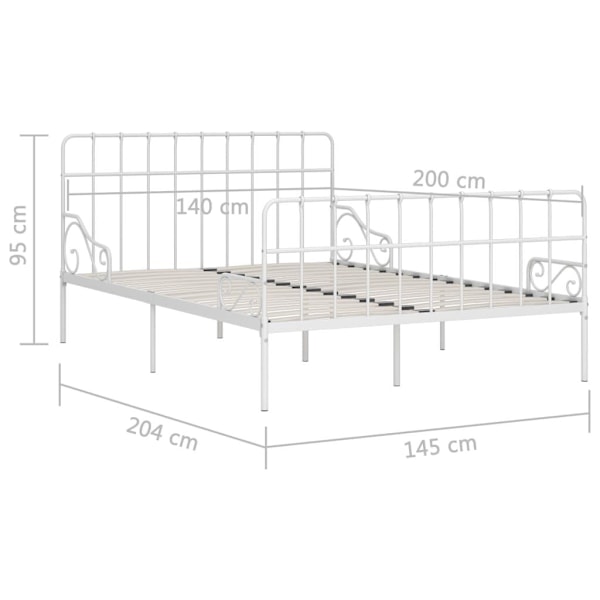 vidaXL Sängram med ribbotten vit metall 140x200 cm Vit
