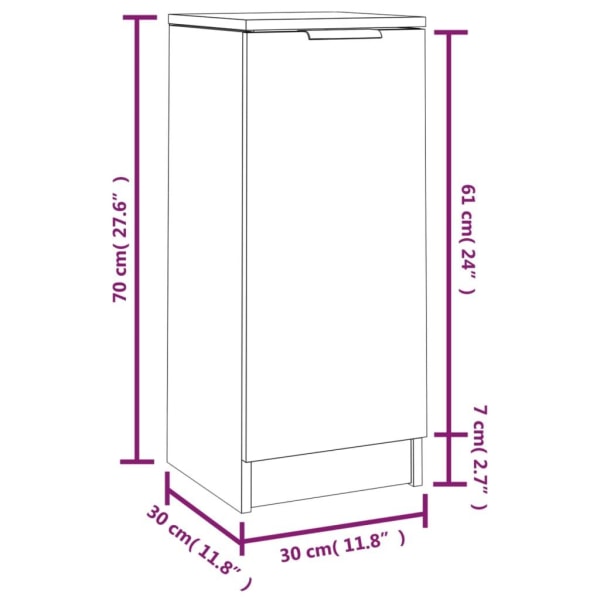 vidaXL Förvaringsskåp rökfärgad ek 30x30x70 cm konstruerat trä Brun