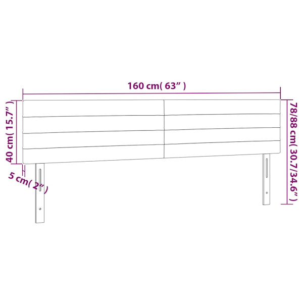 vidaXL Huvudgavlar 2 st Ljusgrå 80x5x78/88 cm sammet Grå
