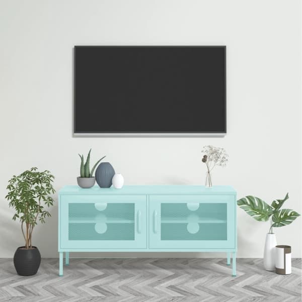 vidaXL Tv-bänk mintgrön 105x35x50 cm stål Blå