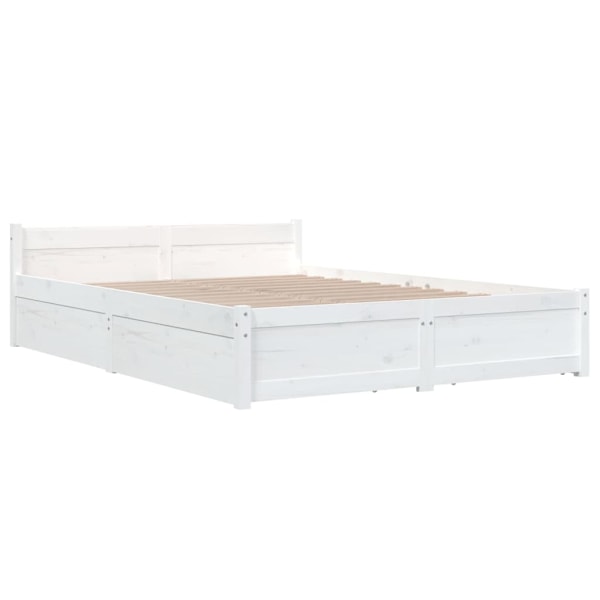 vidaXL Sängram med lådor vit 150x200 cm Vit