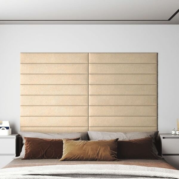 vidaXL Väggpaneler 12 st gräddvit 90x15 cm tyg 1,62 m² Kräm