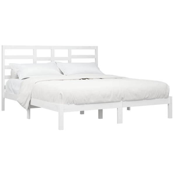 vidaXL Sängram vit massivt trä 200x200 cm Vit