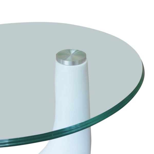 vidaXL Soffbord 2 st med rund bordsskiva glas högglans vit Vit