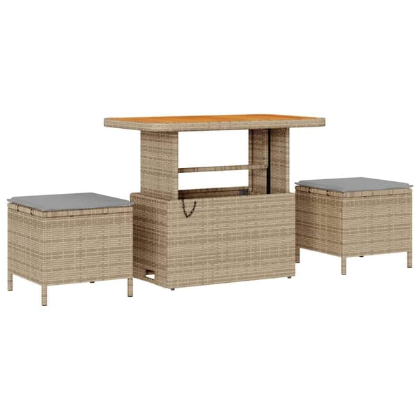 vidaXL Trädgårdsoffset 9 st Beige konstrotting Beige