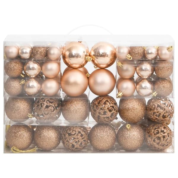 vidaXL Julgranskulor 111 delar roséguld polystyren Guld