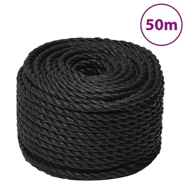vidaXL Rep svart 14 mm 50 m polypropen Svart