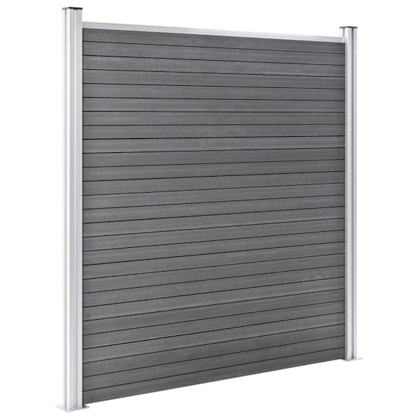 vidaXL WPC-staketpanel 2 fyrkantig + 1 vinklad 446x186 cm grå grå