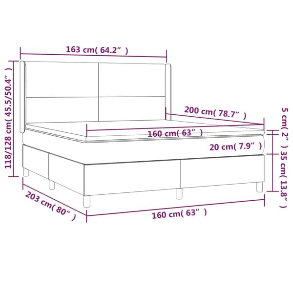 vidaXL Ramsäng med madrass & LED blå 160x200 cm tyg Blå