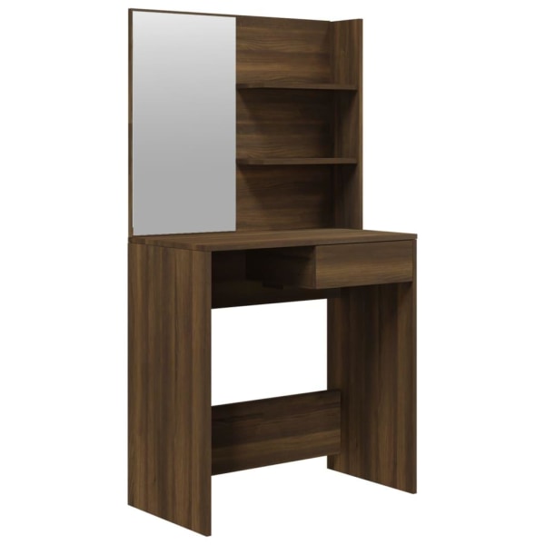 vidaXL Sminkbord med spegel brun ek 74,5x40x141 cm Brun
