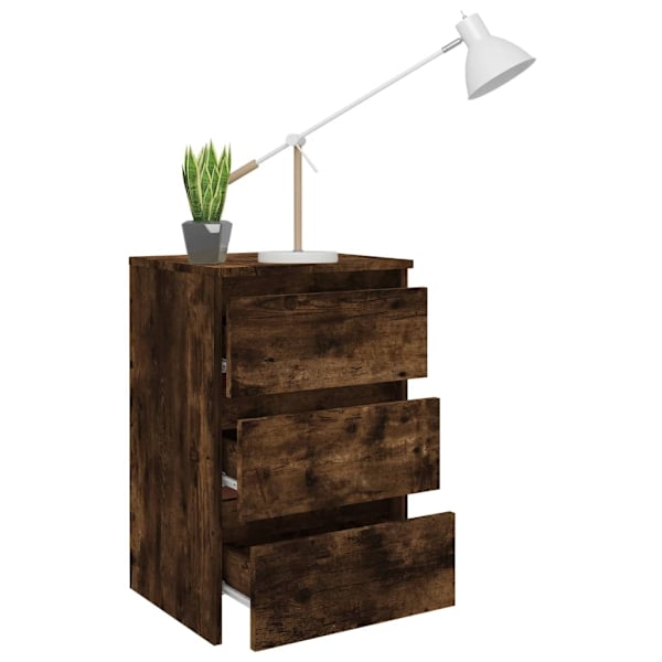 vidaXL Sängbord 2 st rökfärgad ek 40x35x62,5 cm konstruerat trä Brun
