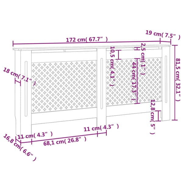 vidaXL Elementskydd 172x19x81,5 cm MDF Brun