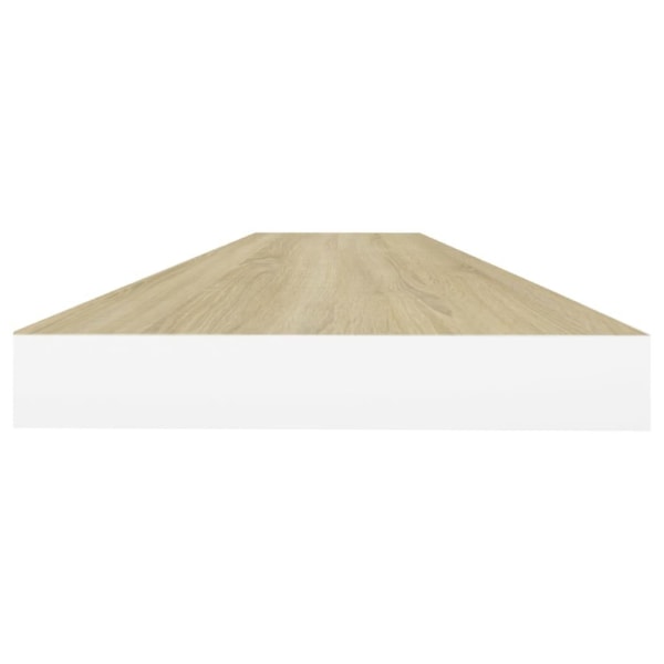 vidaXL Svävande vägghyllor 2 st ek och vit 120x23,5x3,8 cm MDF Brun