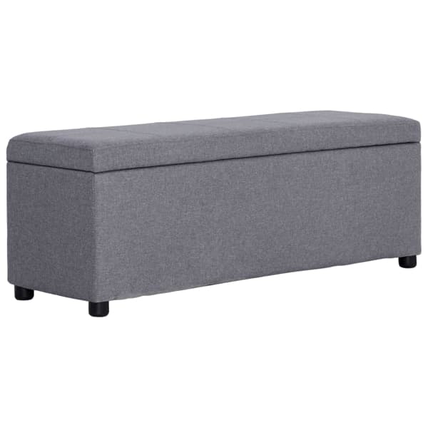vidaXL Bänk med förvaringsutrymme 116 cm ljusgrå polyester grå