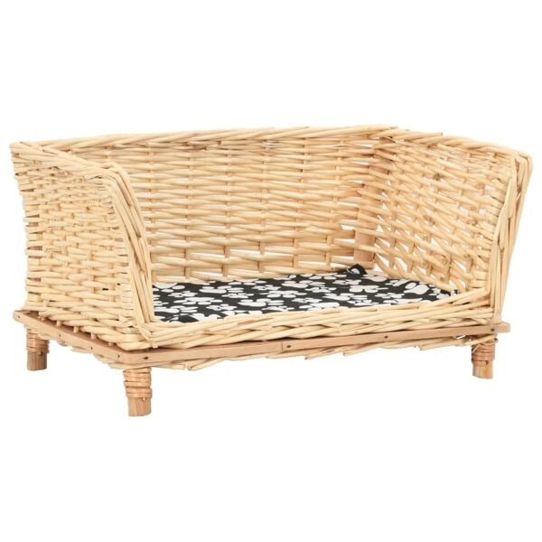 vidaXL Hundkorg med dyna 50x33x30 cm naturlig pil Brun
