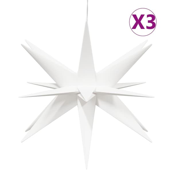 vidaXL Stjärnor med LED-belysning 3 st vikbar vit 57 cm