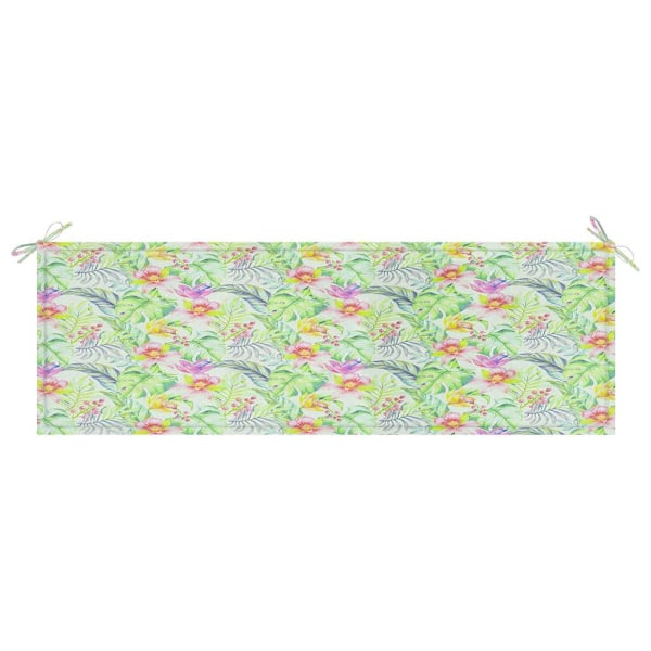 vidaXL Bänkdyna för trädgården bladmönster 150x50x3 cm oxfordtyg multifärg