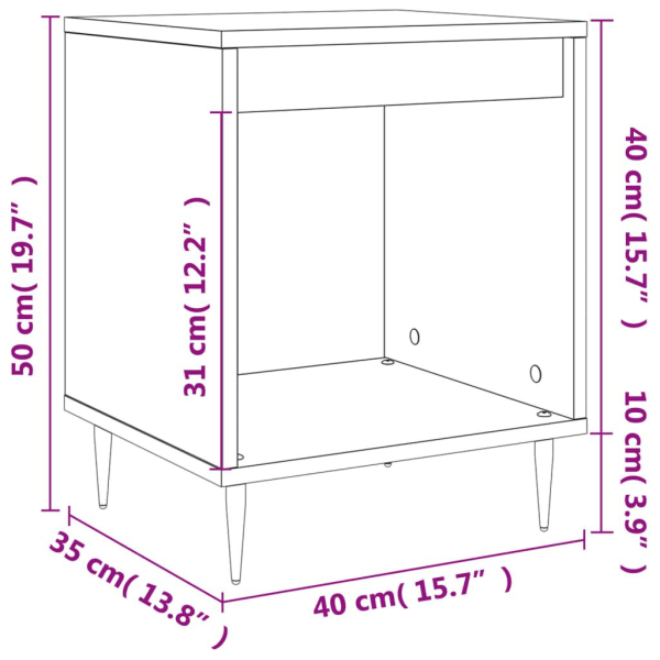 vidaXL Sängbord vit högglans 40x35x50 cm konstruerat trä Vit