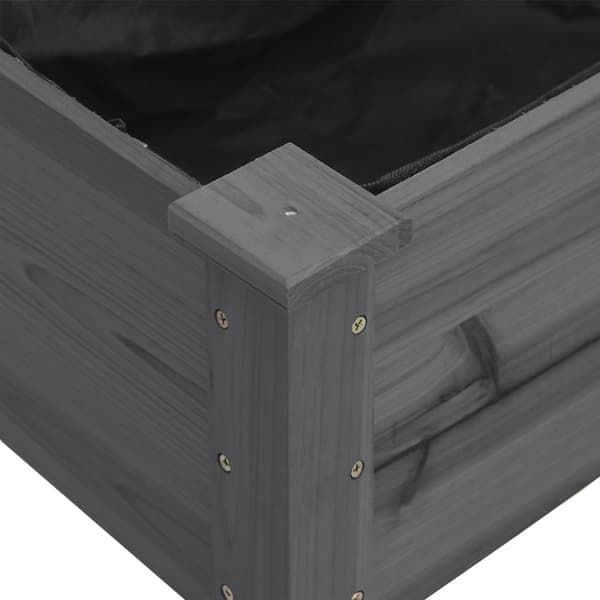 vidaXL Odlingslåda på hjul med foder grå 71x37x80 cm massivt granträ Grå