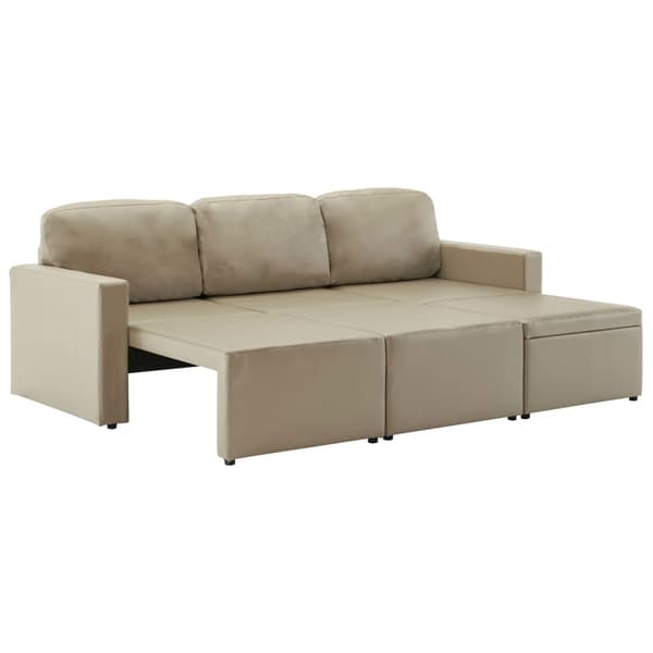 vidaXL Bäddsoffa modulär 3-sits cappuccino konstläder Brun