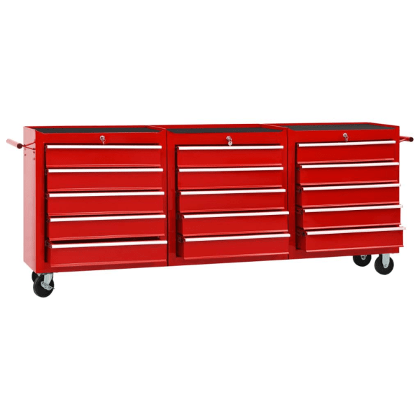 vidaXL Verktygsvagn med 15 lådor stål röd Röd