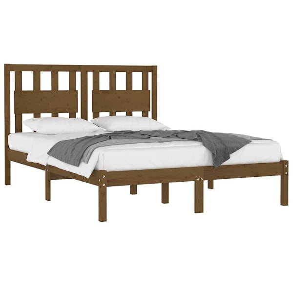 vidaXL Sängram honungsbrun massiv furu 120x200 cm enkelsäng Brun