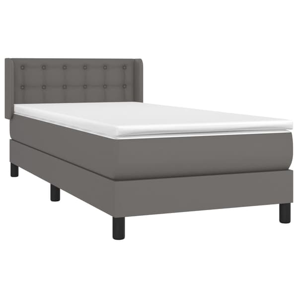 vidaXL Ramsäng med madrass grå 90x200 cm konstläder Grå