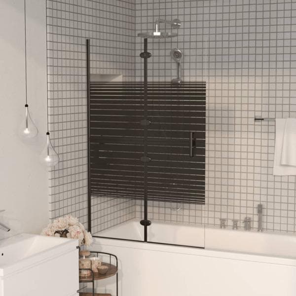 vidaXL Duschvägg fällbar ESG 80x140 cm svart