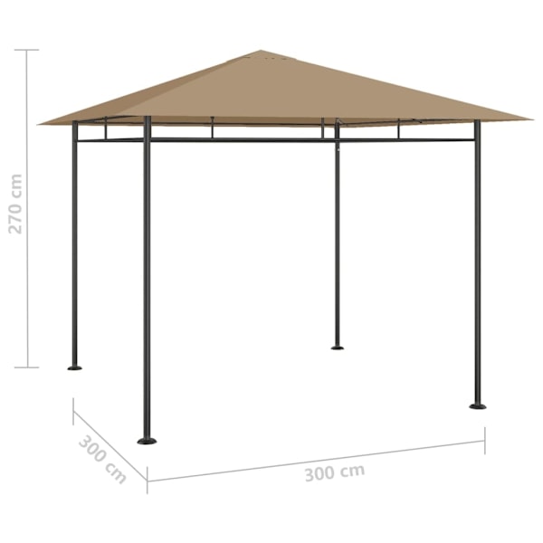 vidaXL Paviljong 3x3x2,7 m taupe 180 g/m² Taupe
