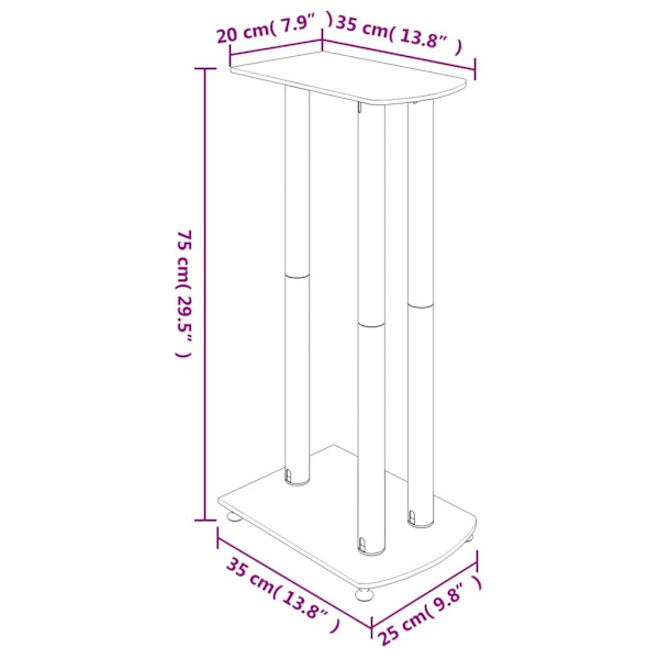 vidaXL Högtalarstativ 2 st härdat glas 3-pelarmodell svart & silver Svart