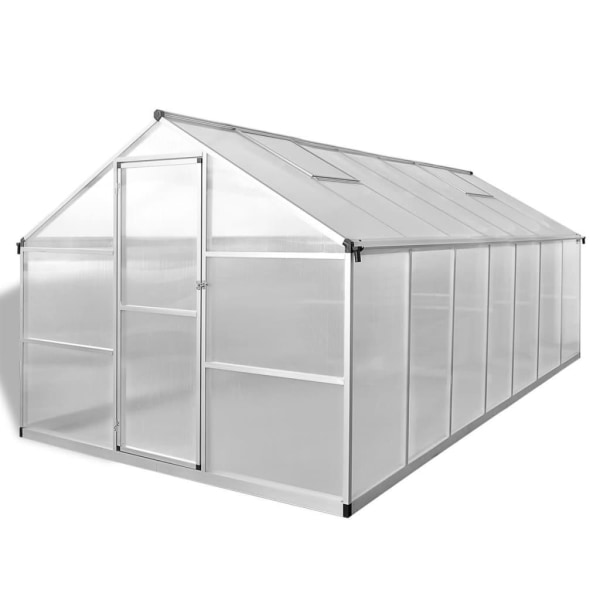 vidaXL Växthus 10,53 m² förstärkt aluminium Transparent