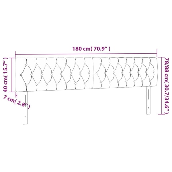 vidaXL Sänggavel LED mörkgrå 180x7x78/88 cm sammet Grå