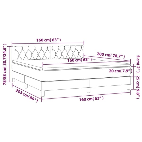 vidaXL Ramsäng med madrass mörkblå 160x200 cm sammet Blå